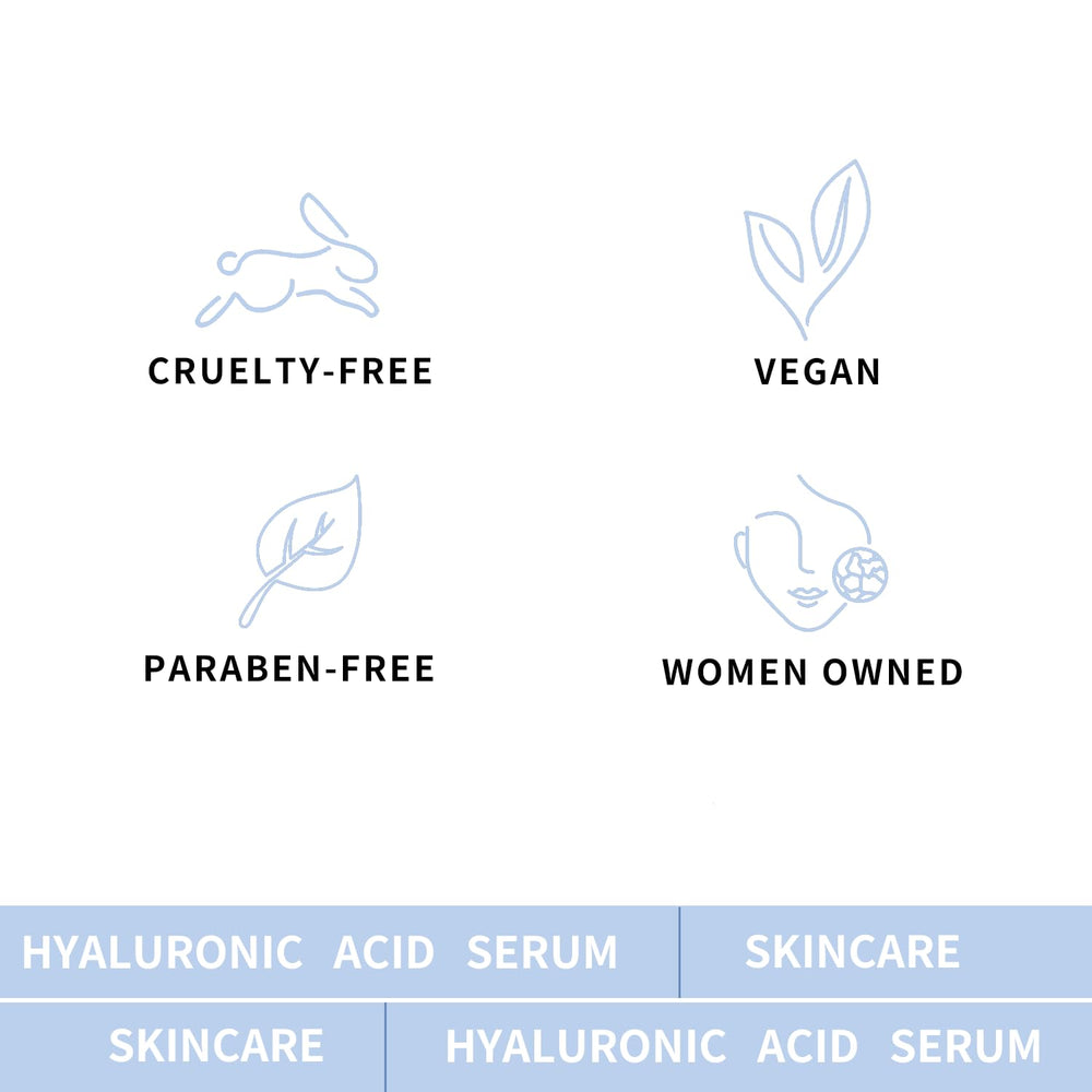Hicream Hyaluronic Acid Serum vegan and cruelty-free packaging.