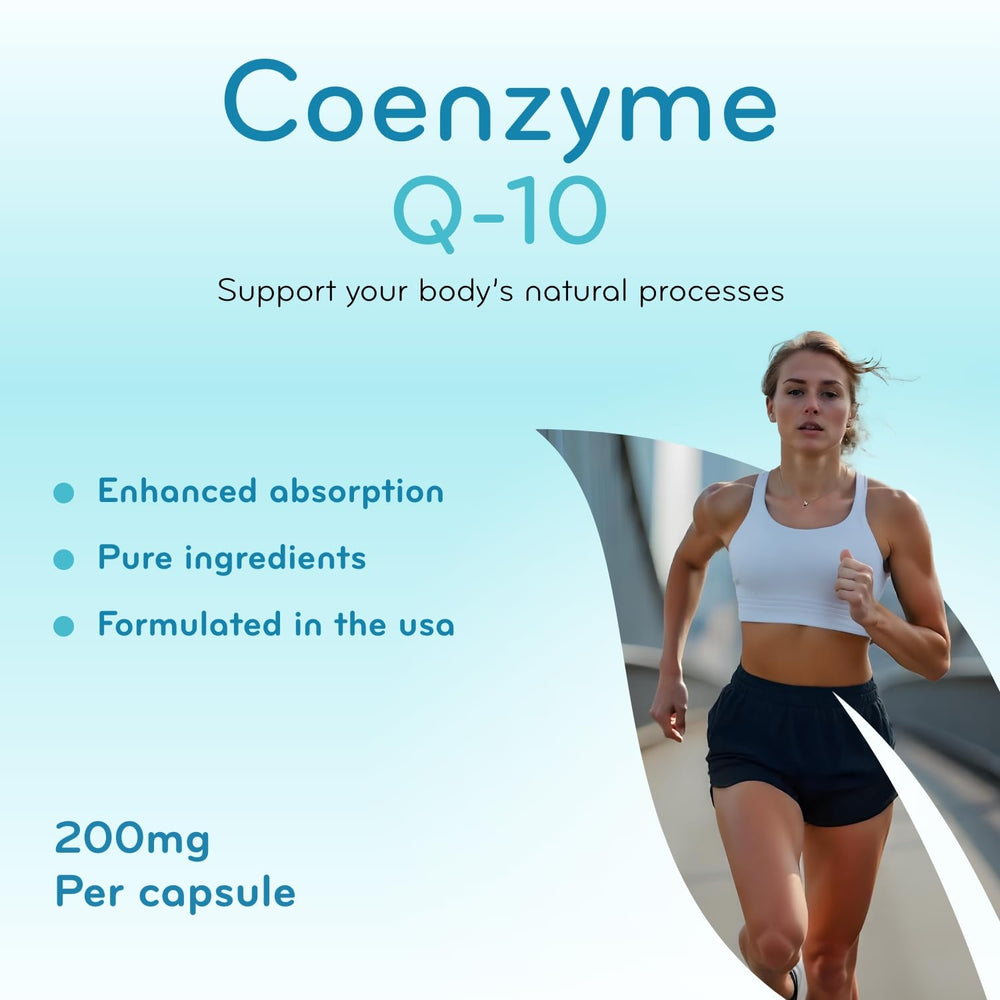 High-absorption CoQ10 200mg capsules close-up