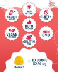 Close-up of high-absorption Vitamin D3 K2 gummies
