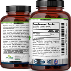 Close-up of high-potency 700 mg Alpha GPC capsule