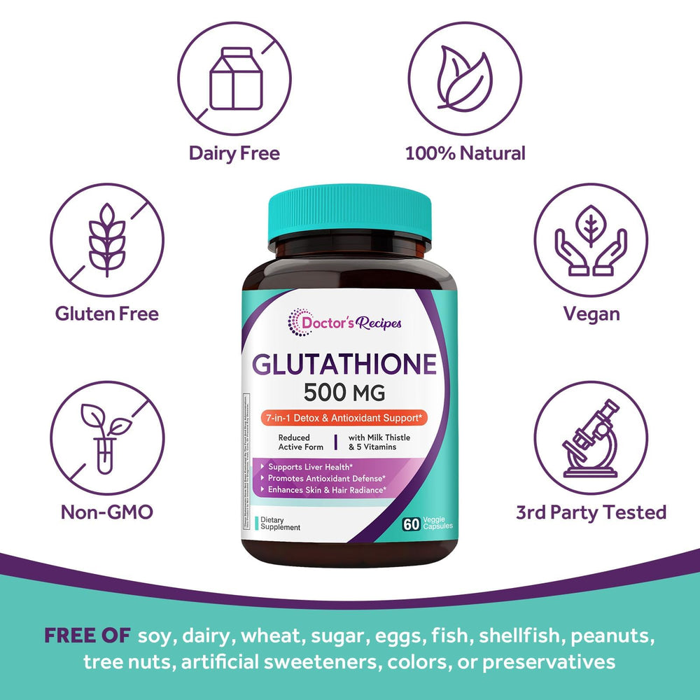 High-potency 500mg glutathione antioxidant boost