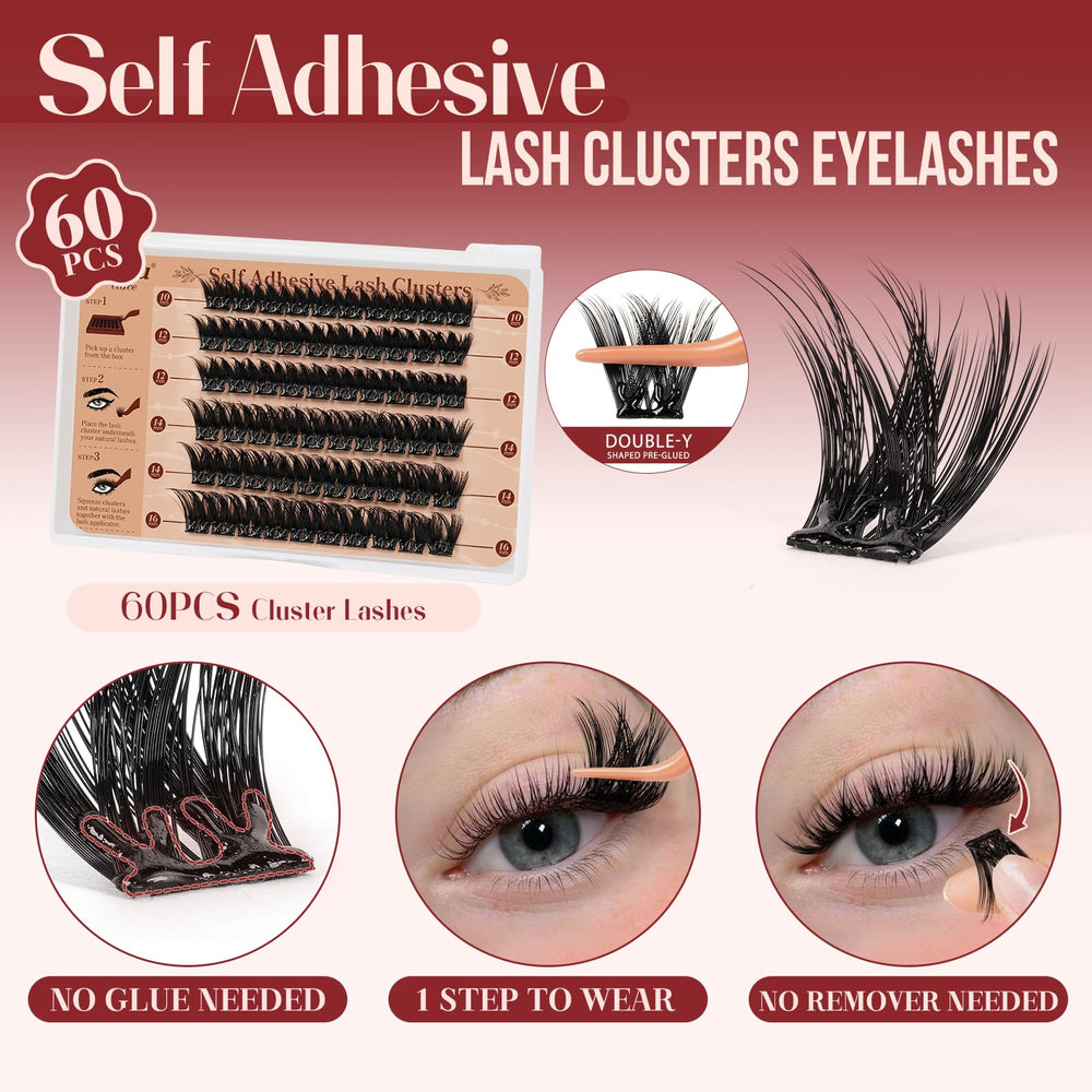 Higu Clace four-length self-adhesive lash clusters for customizable volume.