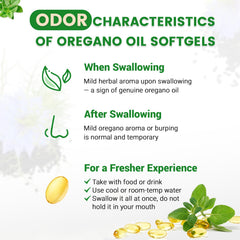 Close-up of oregano oil softgels capsules