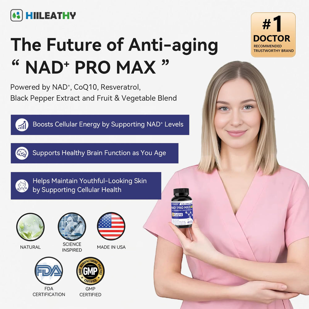 Close-up of NAD+ capsule capsules from HIILEATHY supplement