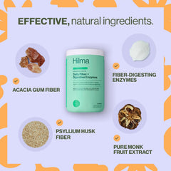 Product label highlighting prebiotics, enzymes, and FSA eligibility