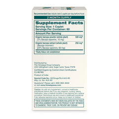 Close-up of Bacopa Monnieri capsules and powder