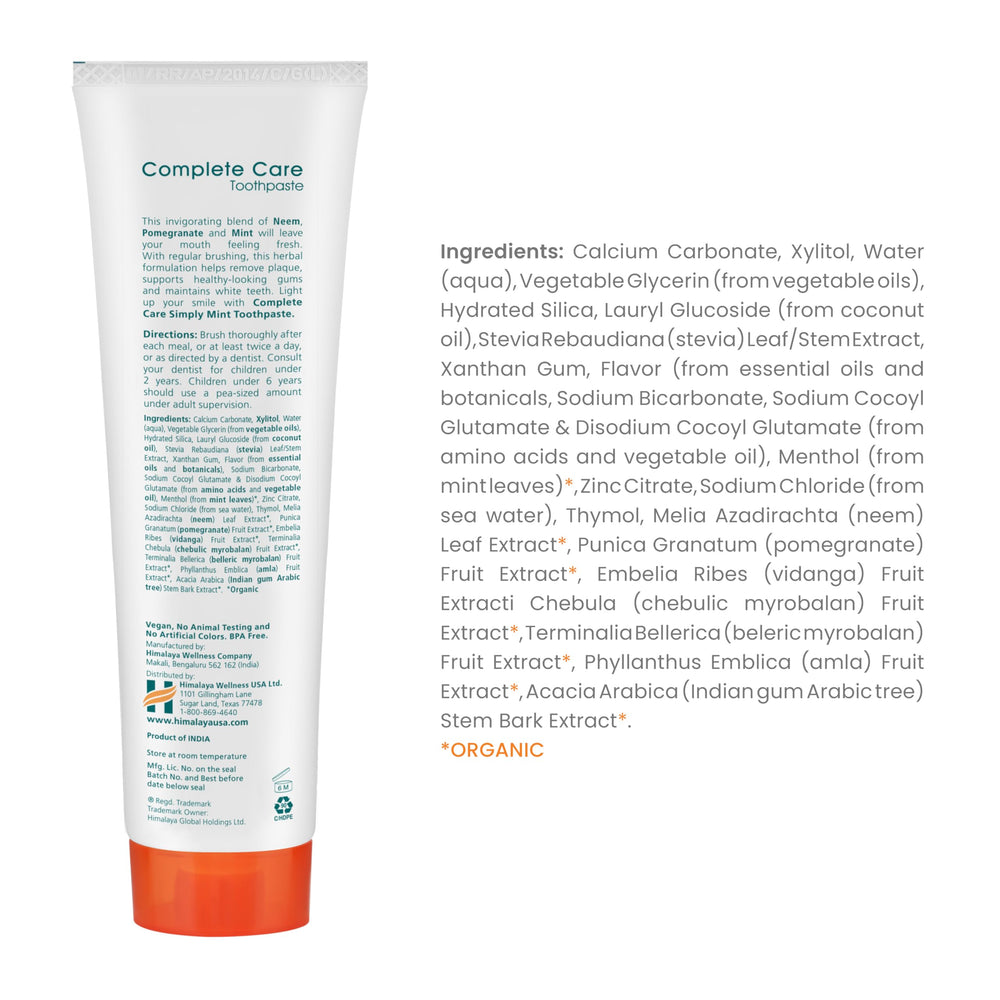 Himalaya Botanique Complete Care Toothpaste packaging and branding