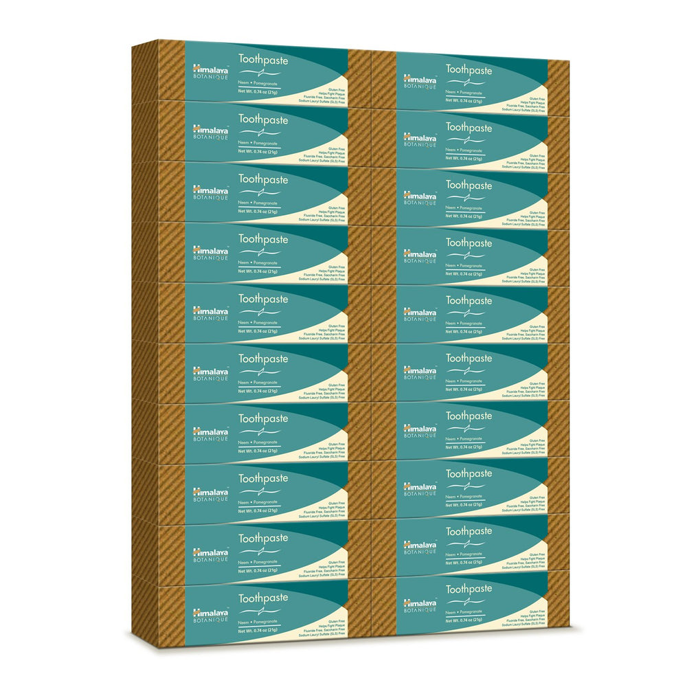 Pack of 20 Himalaya Botanique Neem & Pomegranate travel toothpaste tubes