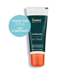 Himalaya Botanique Neem & Pomegranate travel toothpaste packaging close-up