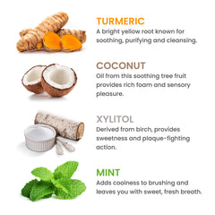 Coconut oil and herbal components used in whitening toothpaste