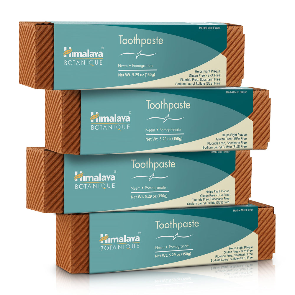 Tube of Himalaya Botanique Neem & Pomegranate Toothpaste with mint flavor