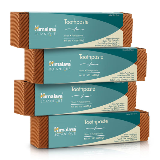 Tube of Himalaya Botanique Neem & Pomegranate Toothpaste with mint flavor