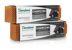 Himalaya Botanique whitening antiplaque toothpaste with charcoal and black seed oil – 4 oz two-pack (front view)