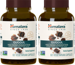 Front view of Himalaya Guggul 750 mg vegetarian capsules