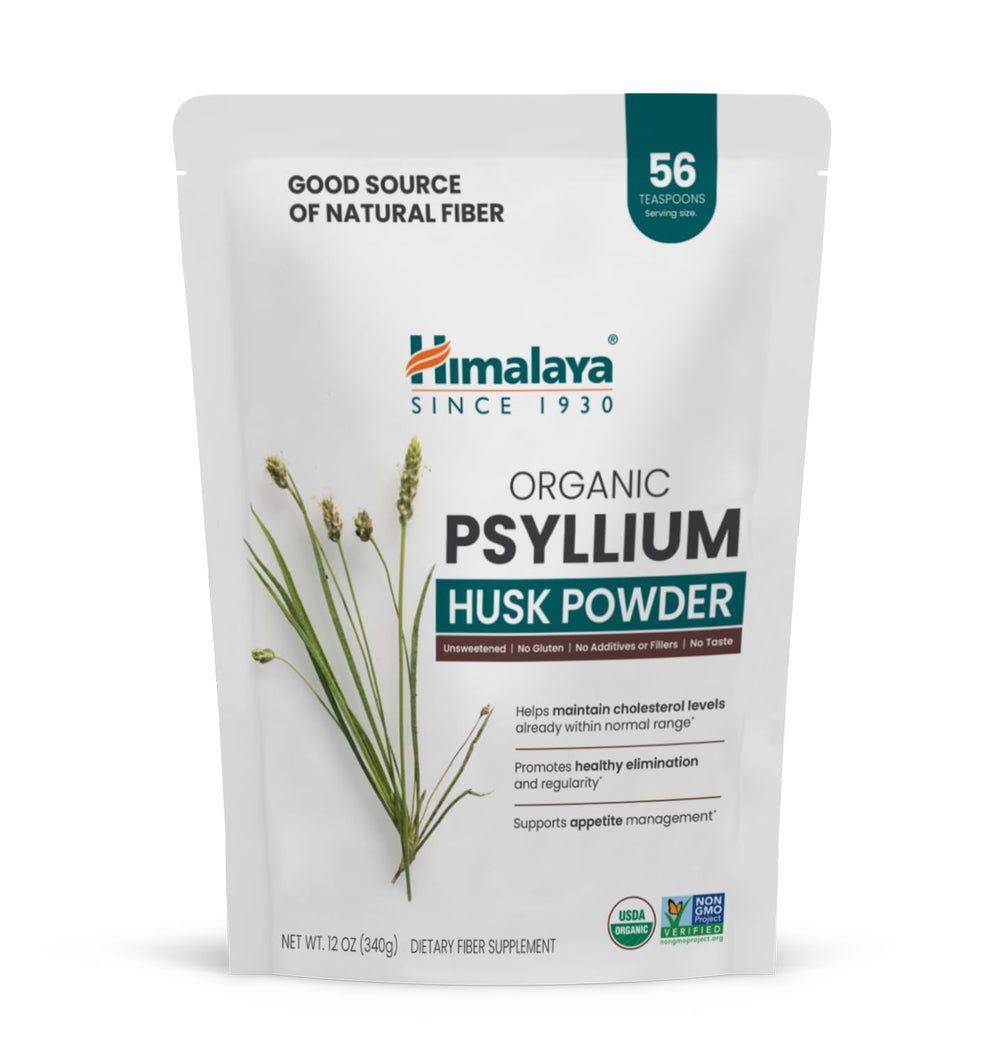 Front label of Himalaya Organic Psyllium Husk Powder 12 oz