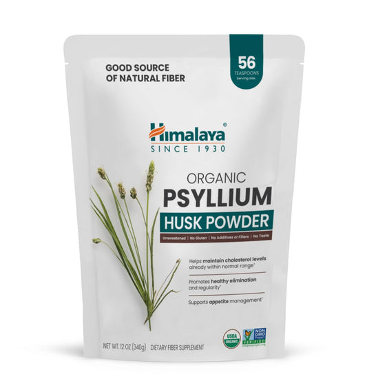 Front label of Himalaya Organic Psyllium Husk Powder 12 oz