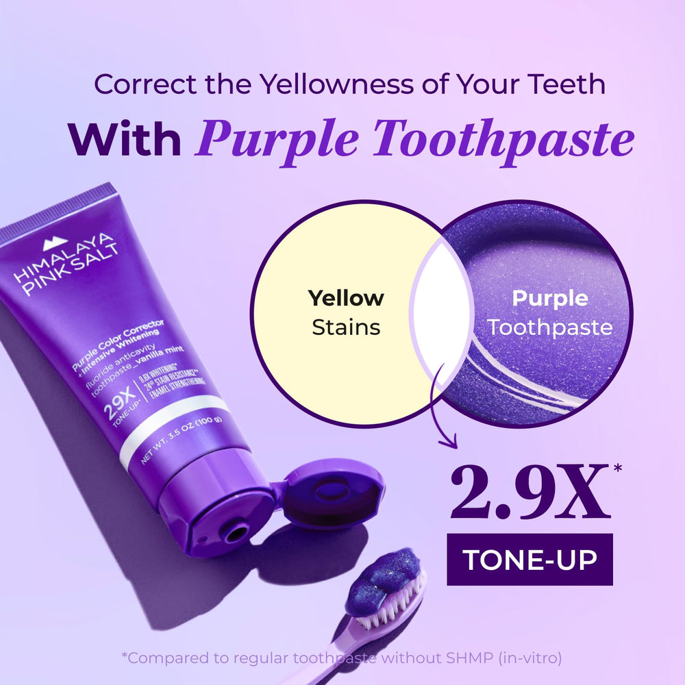 Front packaging of HIMALAYA PINKSALT Purple Whitening Toothpaste