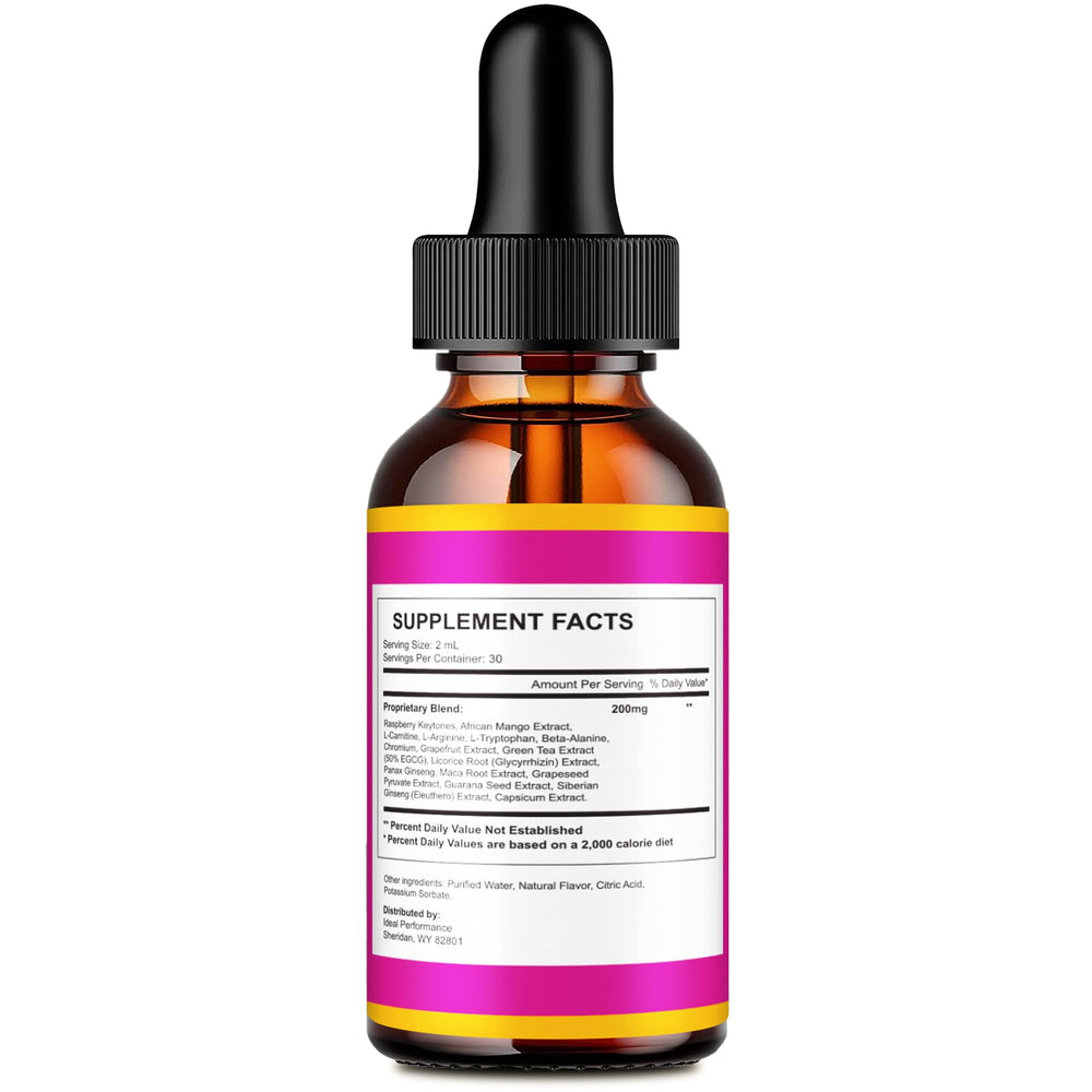 Side view of Himalayan Burn Drops Max bottle