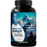 Front view of 5000mg Himalayan Shilajit capsules bottle