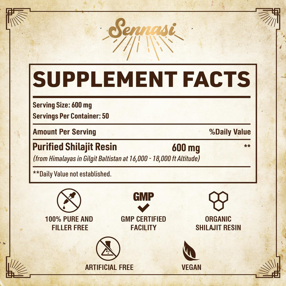 Close-up of Himalayan Shilajit resin 600 mg