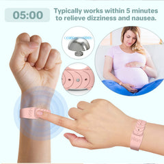 Hion acupressure beads targeting four wrist points for motion sickness support.