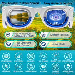 Hion kids anti-motion glasses side view helps on planes and boats.