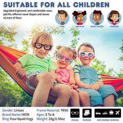 Hion Kids Anti-Motion Glasses white color showcased as kid-friendly travel accessory