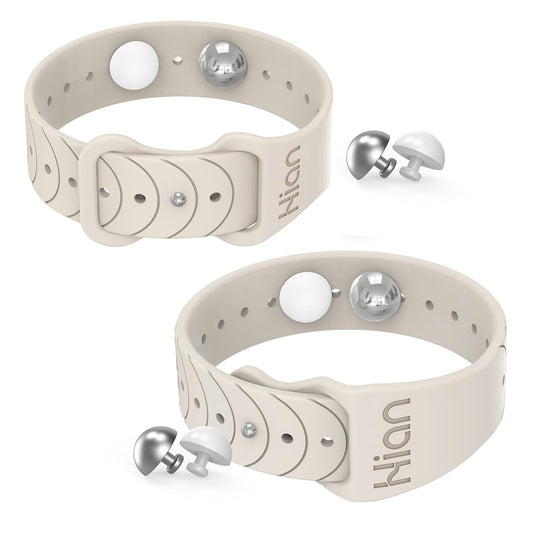 Hion motion sickness bracelet on the wrist demonstrates drug-free nausea relief