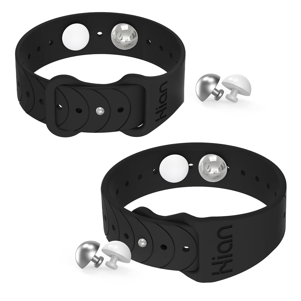 Hion motion-sickness bracelets close-up of acupressure beads for nausea relief.