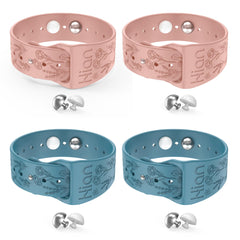 Hion motion-sickness bracelets in blue-pink pack front provide travel comfort.