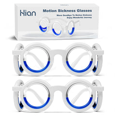 Hion motion sickness glasses folded compact for travel and storage.