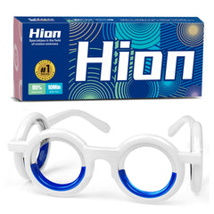 Hion Motion Sickness Glasses folded compactly for travel and storage.
