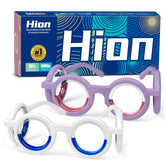 Hion motion sickness glasses front view showing ultra-light design for travel comfort