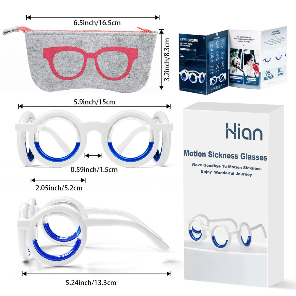 Hion Motion Sickness Glasses with protective case for safe storage during adventures
