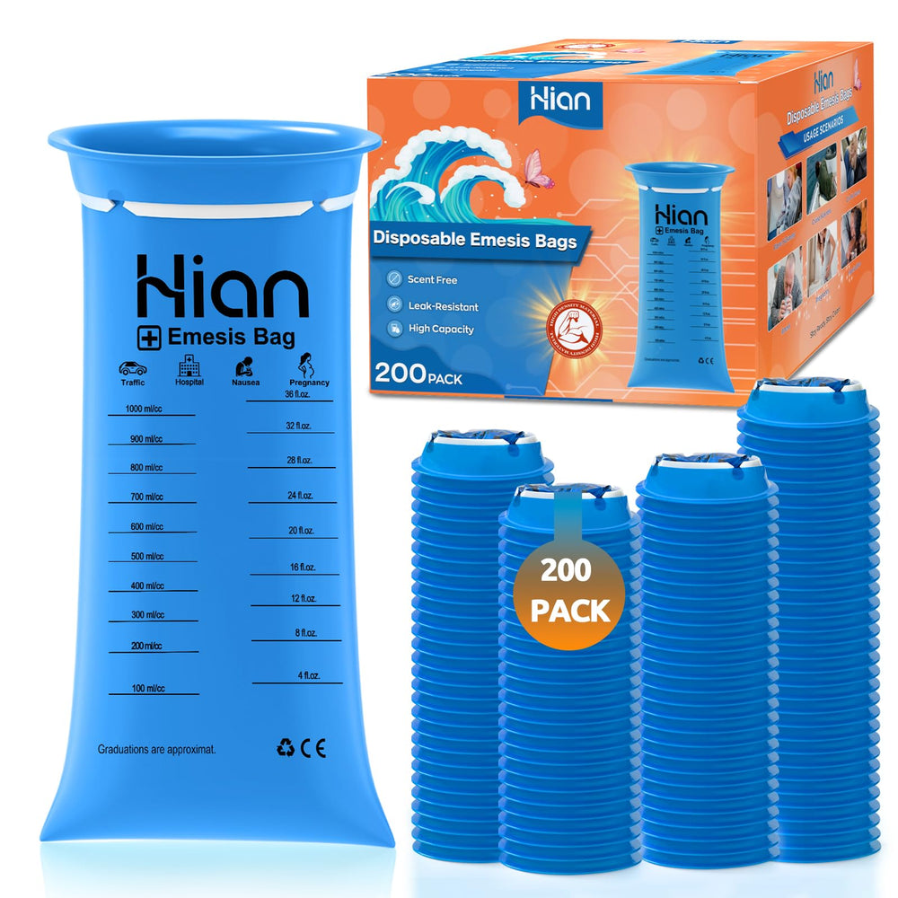 Hion vomit bags disposable with 1000ml capacity and secure ring closure for odor control.