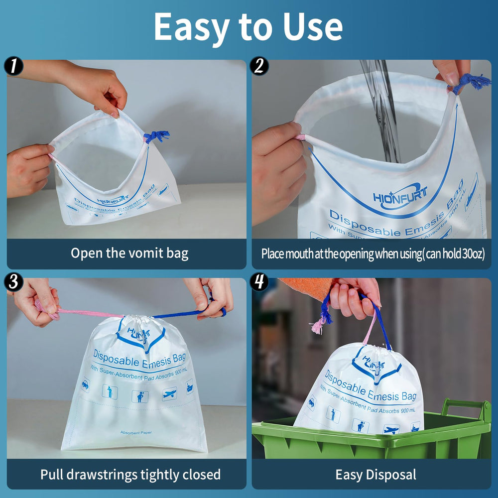 Hionfurt 900ml vomit bag travel-friendly and lightweight for on-the-go protection
