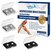 Hionfurt grey motion sickness bands grey pair flatlay offering natural nausea relief and portability.