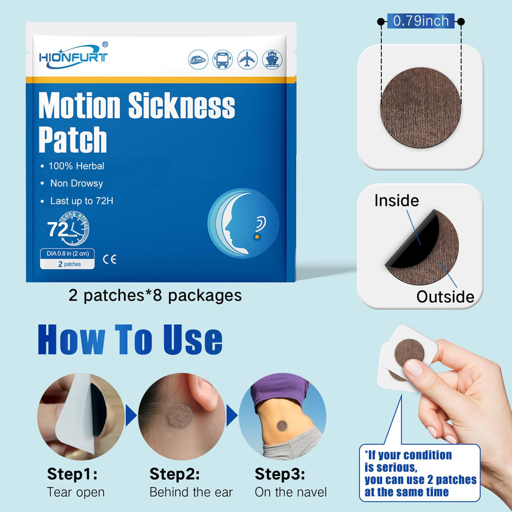 Hionfurt motion patches close-up with mint adhesion highlighting fresh scent and wear.