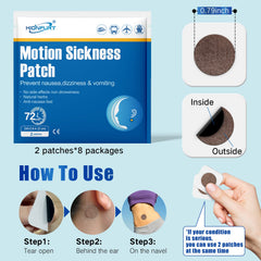 Hionfurt motion sickness patches patch-closeup highlights breathable, skin-friendly backing for extended wear.