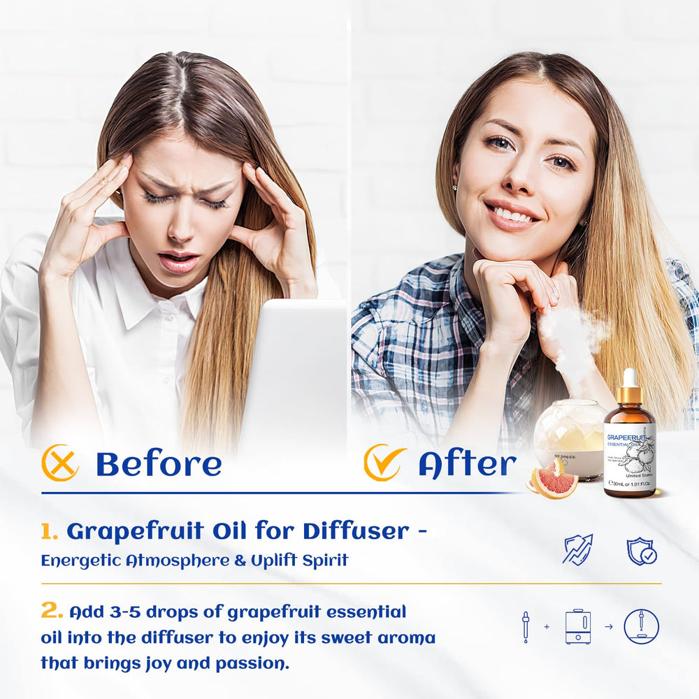 Grapefruit essential oil diffuser application with HIQILI bottle