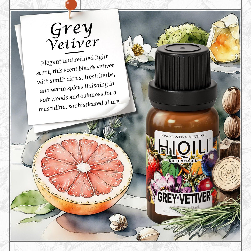 Close-up of Vetiver, grapefruit, neroli, and sage notes