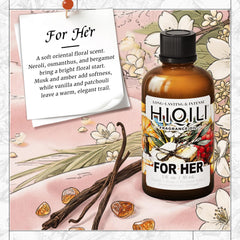 HiQILI For Her fragrance oil 1 oz label close-up