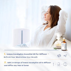 Lemon eucalyptus oil added to diffuser for fragrance