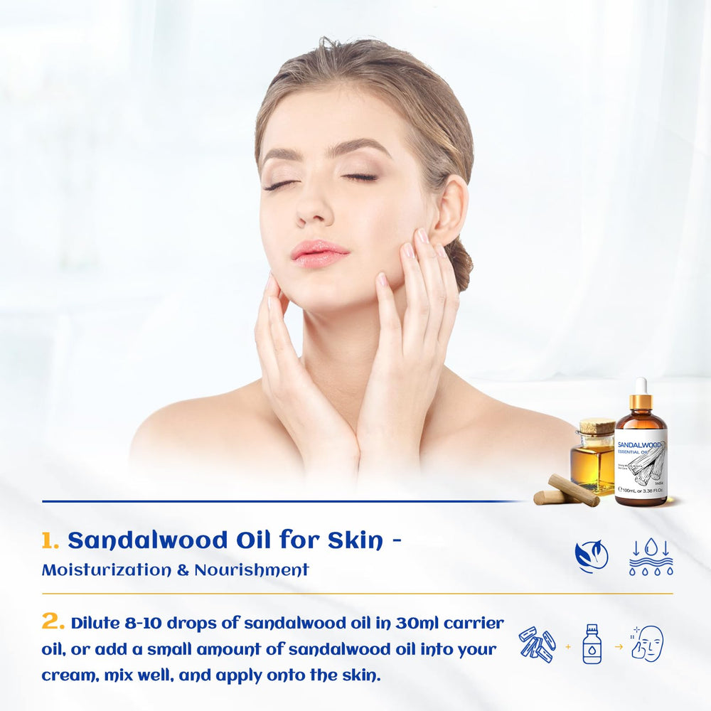 Diffuser scene with sandalwood essential oil for a calming aroma