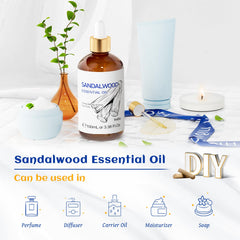 Sandalwood essential oil used in soaps, candles and DIY crafts