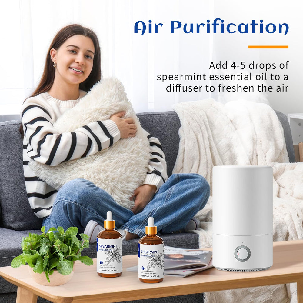Fresh spearmint essential oil droplets
