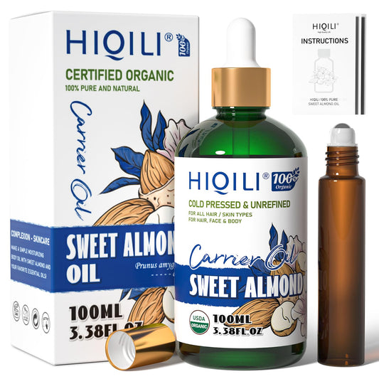 Hiqili Sweet Almond Oil bottle with label
