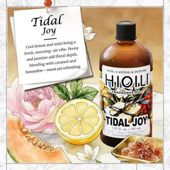 Close-up of Tidal Joy notes: lemon, sugar, mint