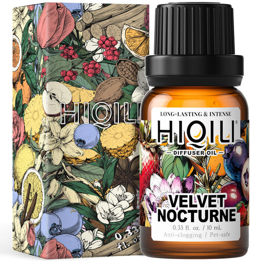 HIQILI Velvet Nocturne Diffuser Oil bottle on luxurious display