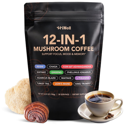 HiWell 12-in-1 Mushroom Coffee front view
